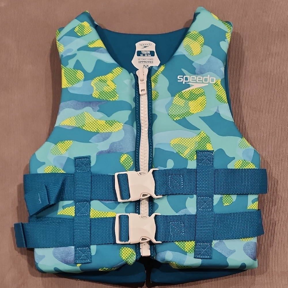 Speedo Kids Swim Vest - Teal and Lime Camo